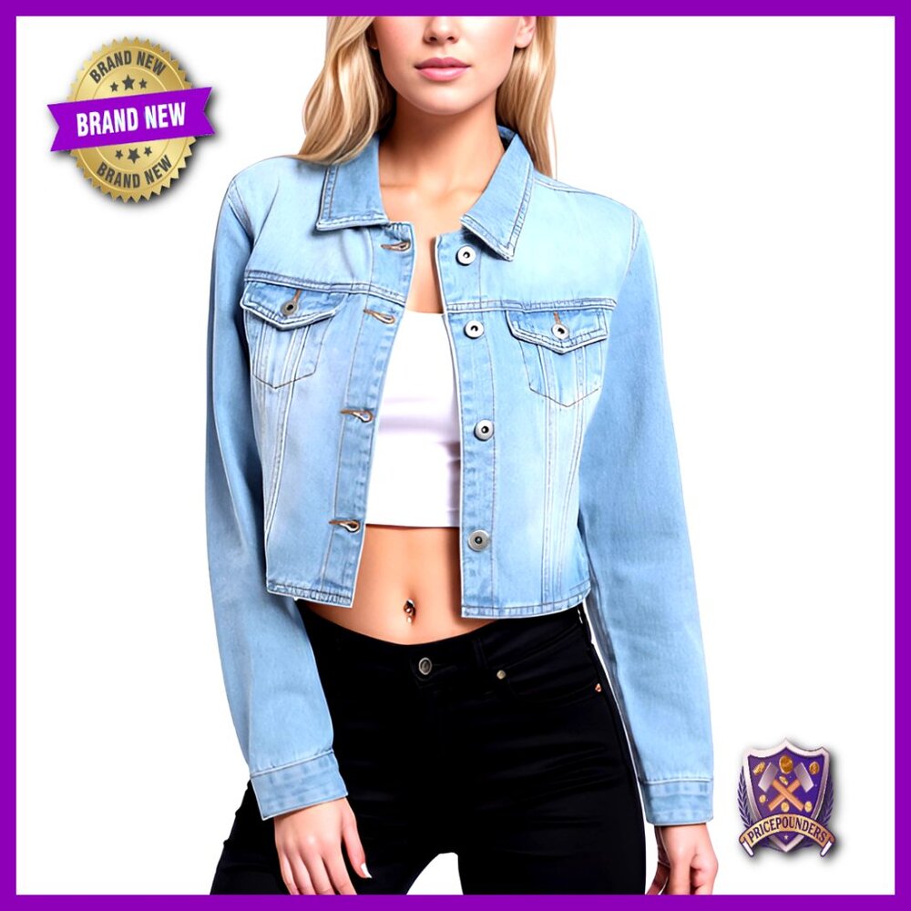 Cropped Denim Jacket Classic Trendy Casual Long Sleeve Y2k Chic Fit